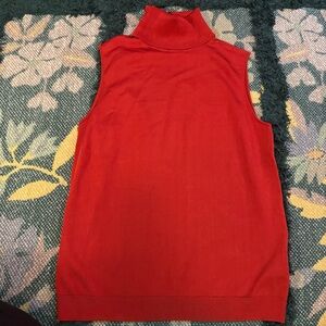 NWOT Lafayette 148 New York Mock Neck Tank Burnt Red Small